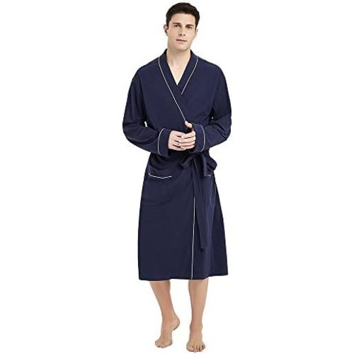 U2SKIIN Mens 100% Cotton Robe Lightweight Knit Bathrobe