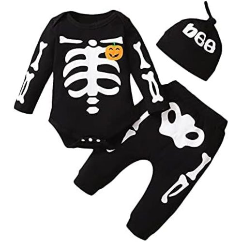 Shalofer Baby Boy Halloween Clothes Baby Skeleton Halloween Outfit