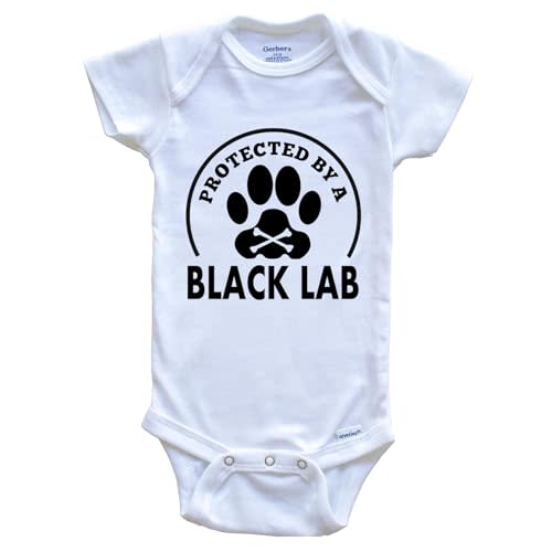 Protected By A Black Lab Funny One Piece Baby Bodysuit