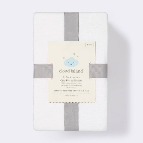 Fitted Jersey Crib Sheet - Cloud Island™ - White 2pk