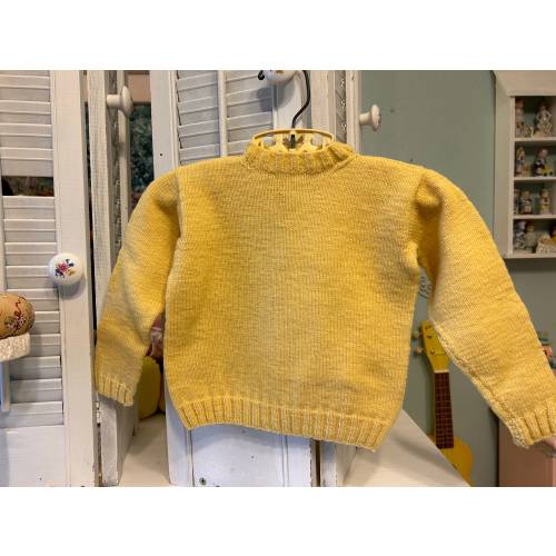 Hand Knit Yellow Baby Sweater, Vintage Nursery Décor