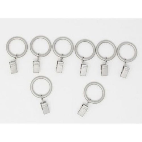 Metal Curtain Drapery Rings with Clips, 8 Pk, 1-inch Inner Diameter, Fits up to 3-4 inch Rod