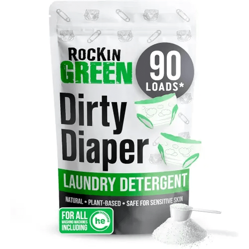 Rockin' Green Laundry Detergent, Plant based, All Natural Laundry Detergent Powder, Vegan and Biodegradable Odor Fighter, Safe for Sensitive Skin (Baby Cloth Diaper 90 Loads Unscented)