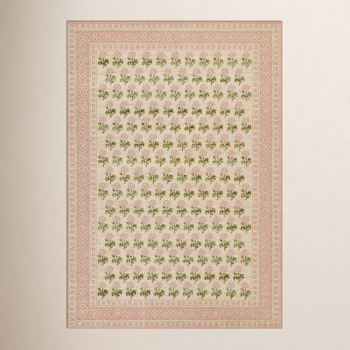 Birch Lane™ Bibury Traditional Floral Wool and Nylon Pink Area Rug | Birch Lane