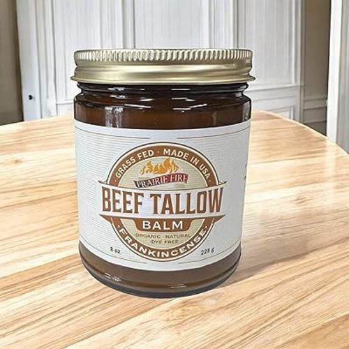 Beef Tallow Balm - 8 oz - Made in USA - Organic Grass Fed and Finished - Moisturizing Skin Care Frankincense