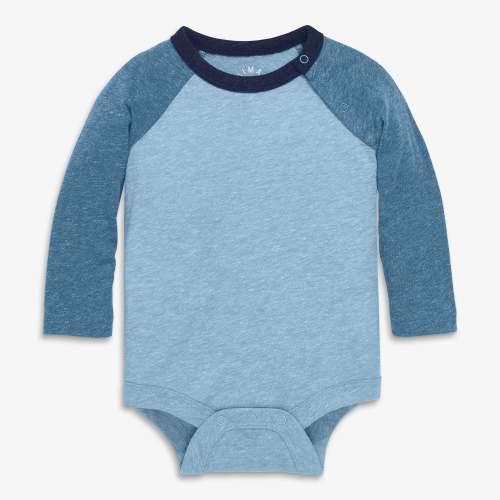 Heathered long sleeve baseball babysuit | Primary.com