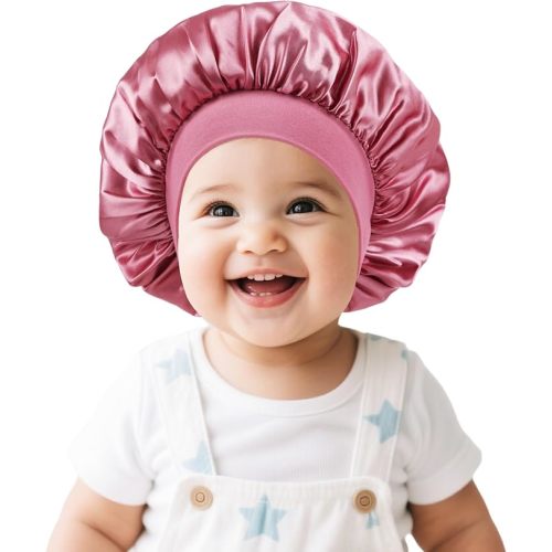 Satin Baby Bonnet for Sleeping Todder Bonnets Sleep Cap for Girls Boys | Small Bonnet for Baby,Help Frizzy Hair,Overnight Hair Protection,Stays-on Head,Curly Hair,Easy Washing,Keep Hairstyle Intact