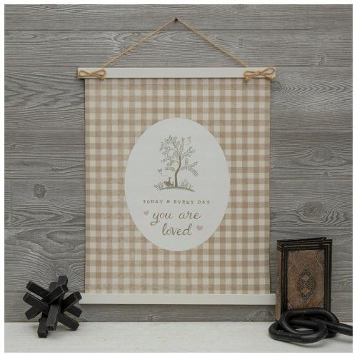You Are Loved Gingham Tapestry Wall Decor