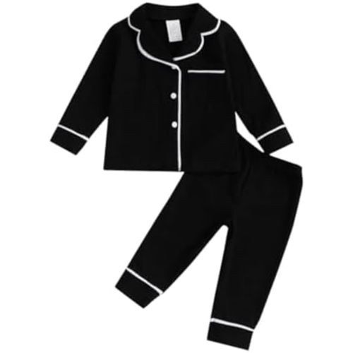 Balaflyie Baby Button Down Pajamas Set Shirt and Pants Toddler Cotton Pjs Long Sleeve Sleepwear