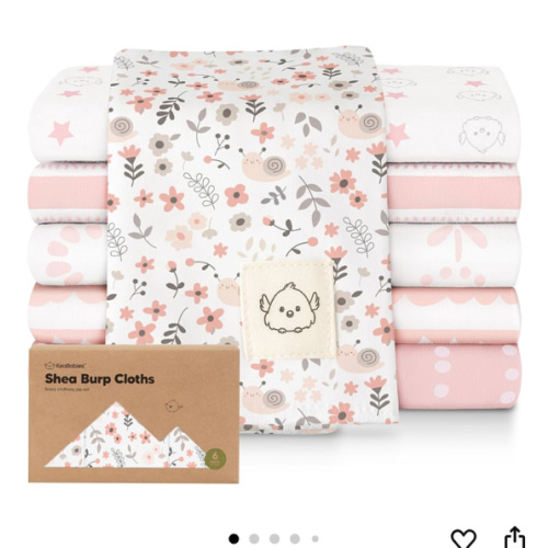 Organic Burp Cloths Baby Boy, Girl - 6-Pack Large Cotton Burping Cloths for Babies, Spit Up Rags, Super Absorbent, Ultra Soft Newborn Rag, Gender Neutral, Machine Washable, Durable(Sweet Charm)