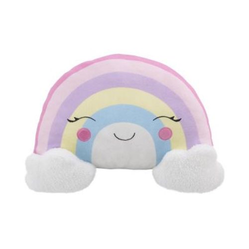Little Love by NoJo Rainbow Shaped Plush Cuddly Plush Decorative Pillow with Clouds - Pink, Lilac, Yellow, White