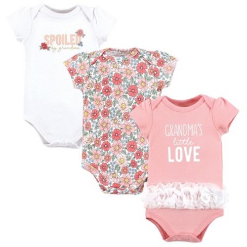 Hudson Baby Infant Girl Cotton Bodysuits, Grandmas Love Tutu, 0-3 Months