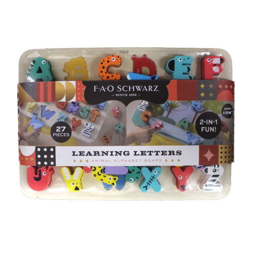 FAO Schwarz Learning Letters Animal Alphabet Wood Board Puzzle 27 Pieces