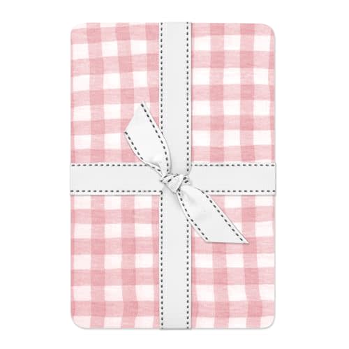 Butterblu Frankie Fitted Crib Sheet 100% Organic Cotton for Baby & Toddler Mattress, Breathable for Boys & Girls, Pink Check, One Size