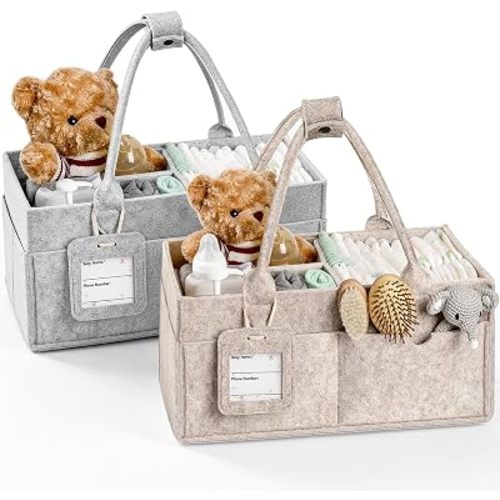GEMII 2PCS Diaper Caddy Organizer, Large Baby Caddy Organizer with Handle