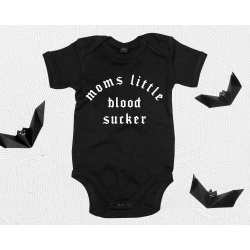 Goth Baby Bodysuit - Black Cotton with Rock n Roll Design