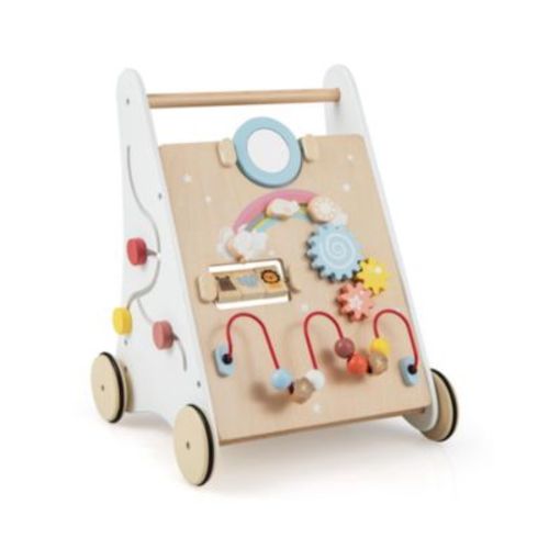 Wooden Baby Walker with Multiple Activities Center for Over 1 Year Old
