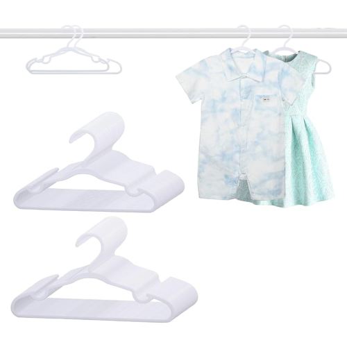 60 Pack White Baby Hangers 11.42 Inch & 12.91 Inch Each 30 Pack - Kids Non-Slip Clothes Hangers for Infant & Child, Durable Plastic Children's Hangers for Closet, Pants, Coats, Skirts