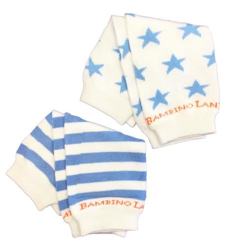 Newborn Blue & White Stars and Stripes Organic Baby Leg Warmer - set of 2