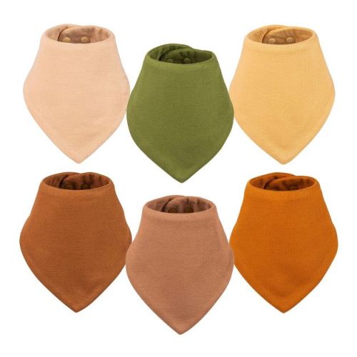 Tiny Twinkle Bandana Scarf Infant/Baby Bibs, Water Resistant and Absorbent (Neutral Set, 6-Pack)
