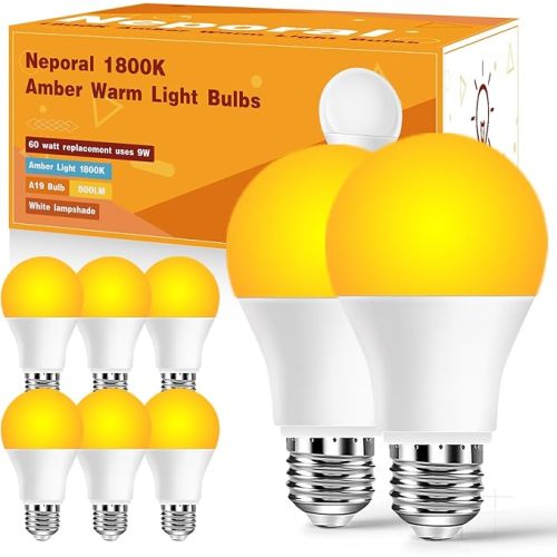 Neporal Red Light Bulbs for Sleep 9W, 100% Blue Light Blocking Red Night Light, 625nm Sleep Light for Melatonin Promoting, A19 60W Equivalent Dim Light Bulbs for Bedroom, Baby Nursery,3 Pack