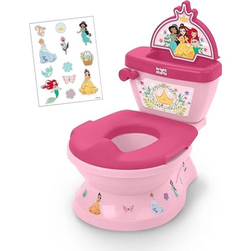 Disney Baby Princess My Size Potty Training Toilet by Bright Starts, Toddler Potty Chair with Flushing & Cheering Sounds, Removable Seat with Splash Guard & Handles, Ages 18+ Months, Up to 50 lbs