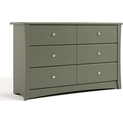 Storkcraft Crescent 6 Drawer Double Dresser (Olive)