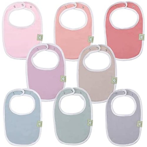 8-Pack Organic Baby Bibs for Girls & Boys - Teething Baby Bibs for Boy, Girl - Newborn Bibs for Baby Girl, Boy (Muted Pastel)
