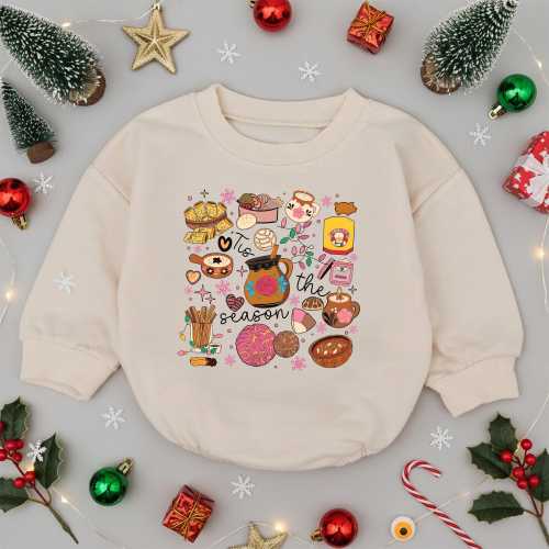 Mexican Christmas Treats Baby Romper, Tis The Season Latino Holiday Infant Onesie, Pan Dulce Cultural Baby Jumsuit, Foodie Baby Outfit