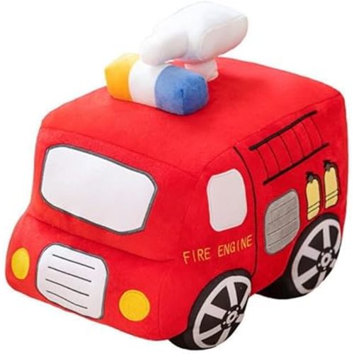 Car Plush Toy Soft Stuffed Car Plush Pillow Toy CuteTractor Cartoon Throw Pillow Plushie Gifts for Kids Birthday Christmas Party (Fire Truck)