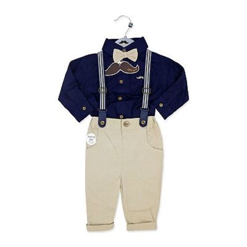 Little Gent Baby Boys 4 Piece Suspender and Khaki Bowtie Clothing Set