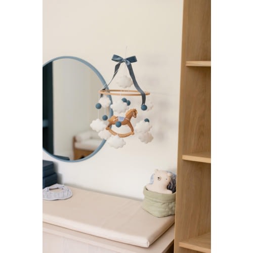 Rocking Horse Baby Mobile, Wool Felt Nursery Decor
