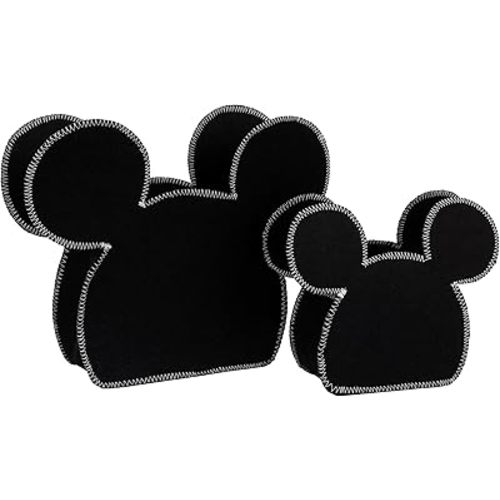 Disney Mickey Mouse Shaped Black 2 Piece Felt Nursery Storage Caddy - 1 Large, 1 Small