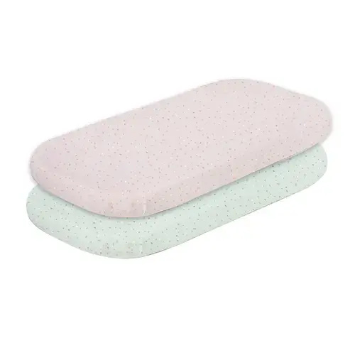 Bubba Essentials Bassinet/Cradle Fitted Sheet Terrazzo Rose/Mint 2 Pack | Baby Bunting AU