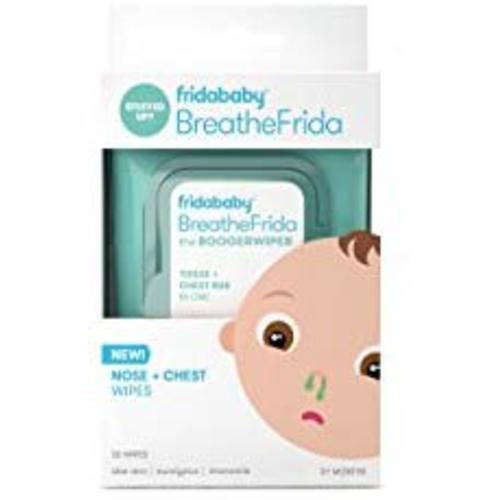 Moisturizing nose wipes by Fridababy | BreatheFrida the BoogerWiper baby facial tissues and chest rub for sensitive skin - 1 Pack