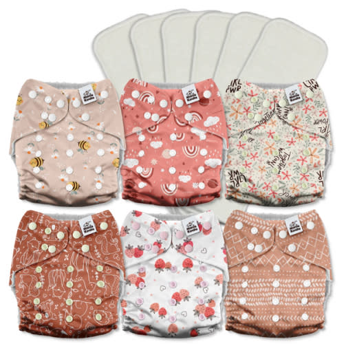 POCKET DIAPER 3.0 WITH INSERTS - 6 PACK(A-Pink Memories)