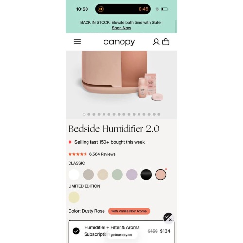 Canopy 2.0 bedside humidifier