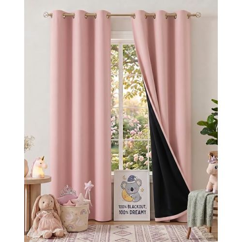 Blackout Pink Curtains W40 x L84 - 2 Panels