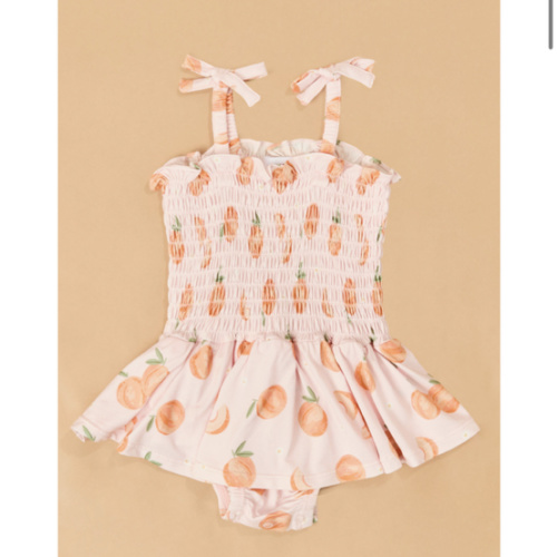 Sweet Peach Smocked Bubble