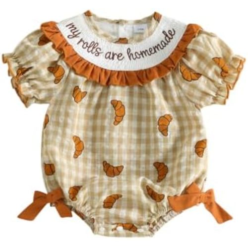 Thanksgiving Baby Girl Bubble Romper Short Sleeve Onesie 0-18M