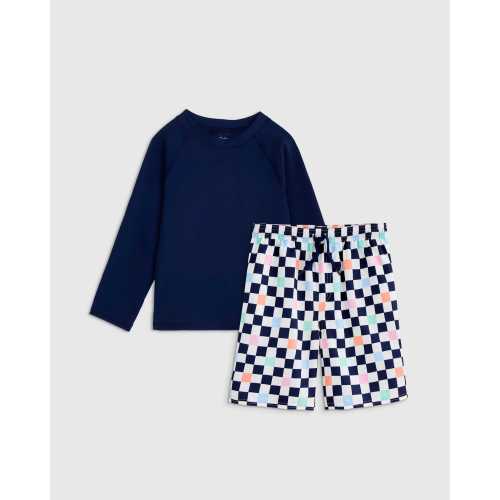 Swim Trunk and Rash Guard Set - Toddler in Checks