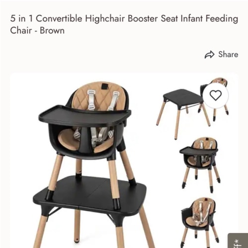 5 in 1 Convertible Highchair Booster Seat Infant Feeding Chair