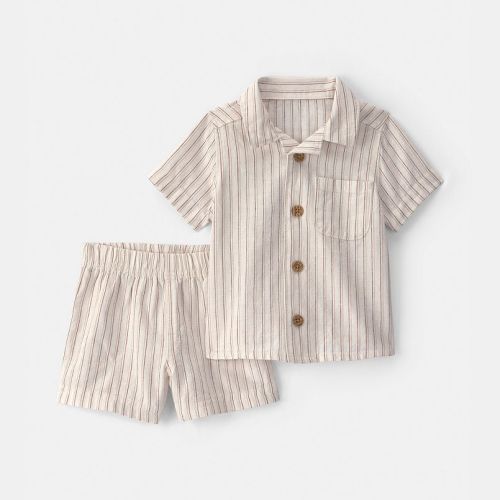 Baby Carter's 2-Piece Striped Linen Top & Shorts Set