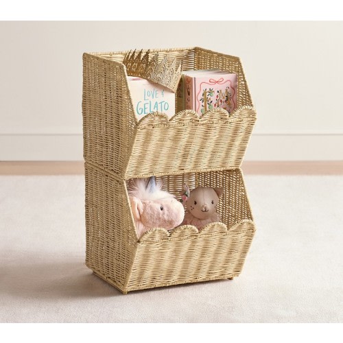 Palmer Scalloped Stackable Bins, Set of 2