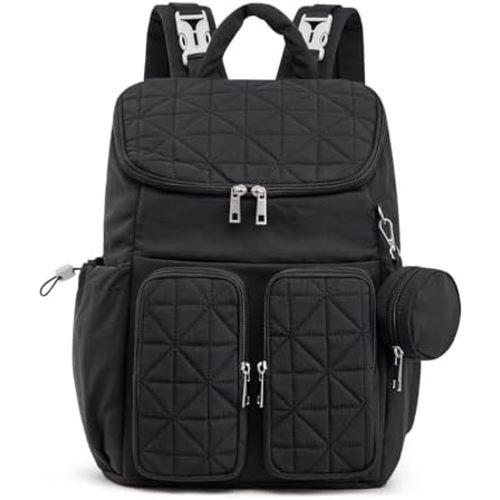 G4Free Diaper Bag Backpack for Moms Dads Travel Baby Bag with Pacifier Case & Insulated Pockets,Black