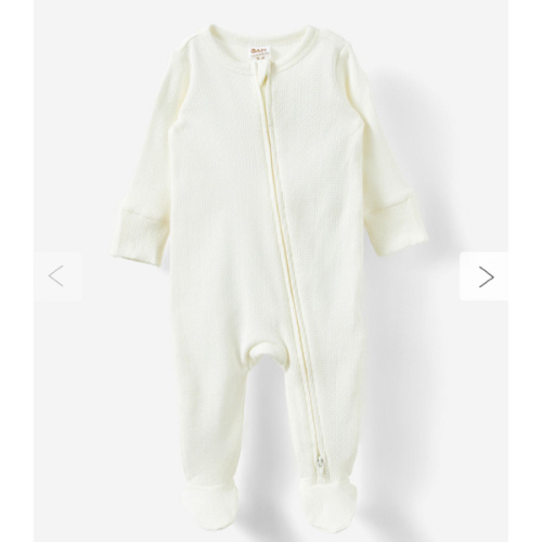 Baby Off-White Littlie Organic Long Sleeve Zip Romper | Cotton On Kids Australia