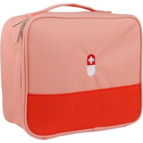 First Aid Bag, Empty Medical Supplies Organizer Bag Trauma Kit for Traveling Hiking Camping Backpacking Cycling, Pink