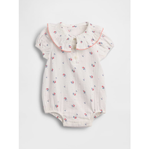 Baby Cotton Gauze Floral Collared Bodysuit 0-3 months