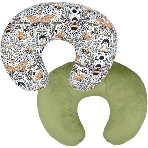 Stretchy Nursing Pillow Covers Ultra Soft Slipcovers for Breastfeeding for Baby Girls Boys, Feeding Pillow Cover Fits Standard Infant Support Pillows Positioners Nursing Pillow Case (Forest and Bee)