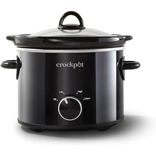 Crock-Pot 2-Quart Manual Slow Cooker, Feeds 2+ People, Great for Small Meals, Dips, & Sides; Removable Stoneware is Oven & Dishwasher-Safe, Black